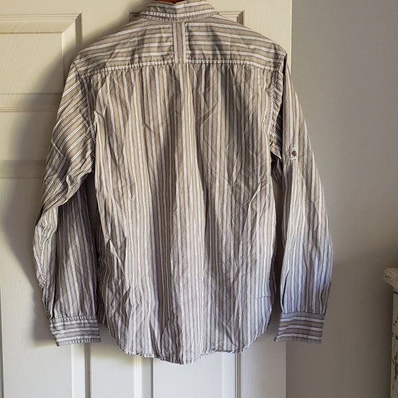 Levis Top L Button Up Tan/Beige White Blue Excellent Condition - Picture 7 of 7